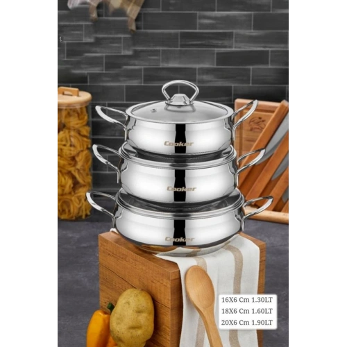 Cok Lara Çelik 3lü Sahan Set