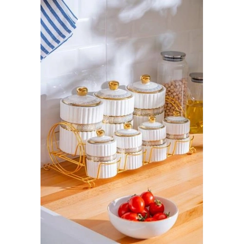 Acar Eva Gold Metal Standlı 7li Baharatlık