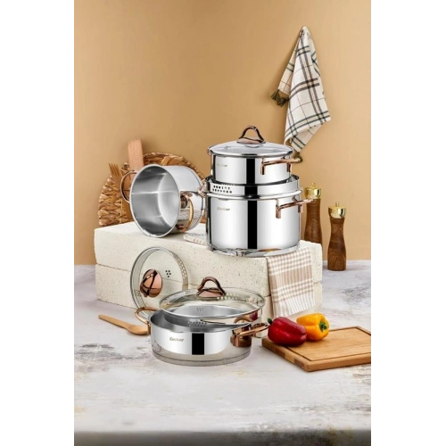 Cok 8 Parça Bakır Tencere Seti