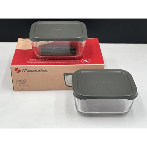 53733-2X12-Snow Box Gri Kapaklı Saklama Kabı