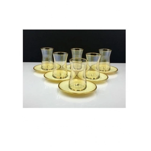 95483-1X6-Krem Lüster Mat Altın Çay Set