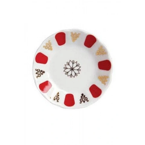 Por Kırmızı-YaldızAcem Porselen Çay Tabak