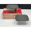 53733-2X12-Snow Box Gri Kapaklı Saklama Kabı