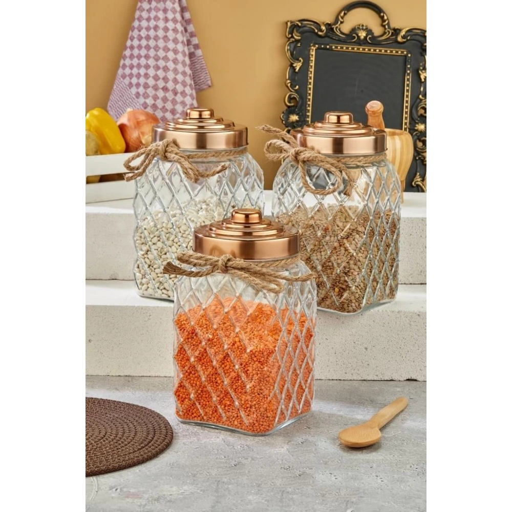 Cok Bakır Cam Kavanoz 25cm