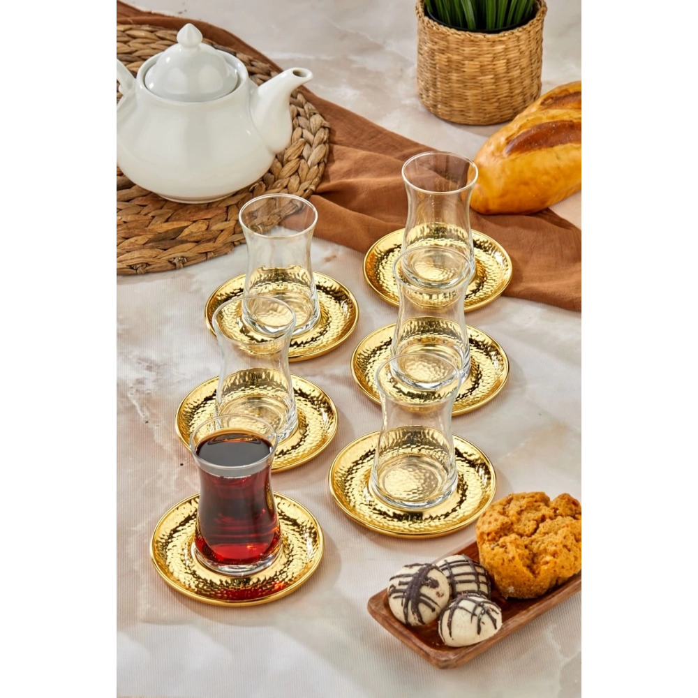 Cok Dövme Gümüş Renk Desen Çay Tabak