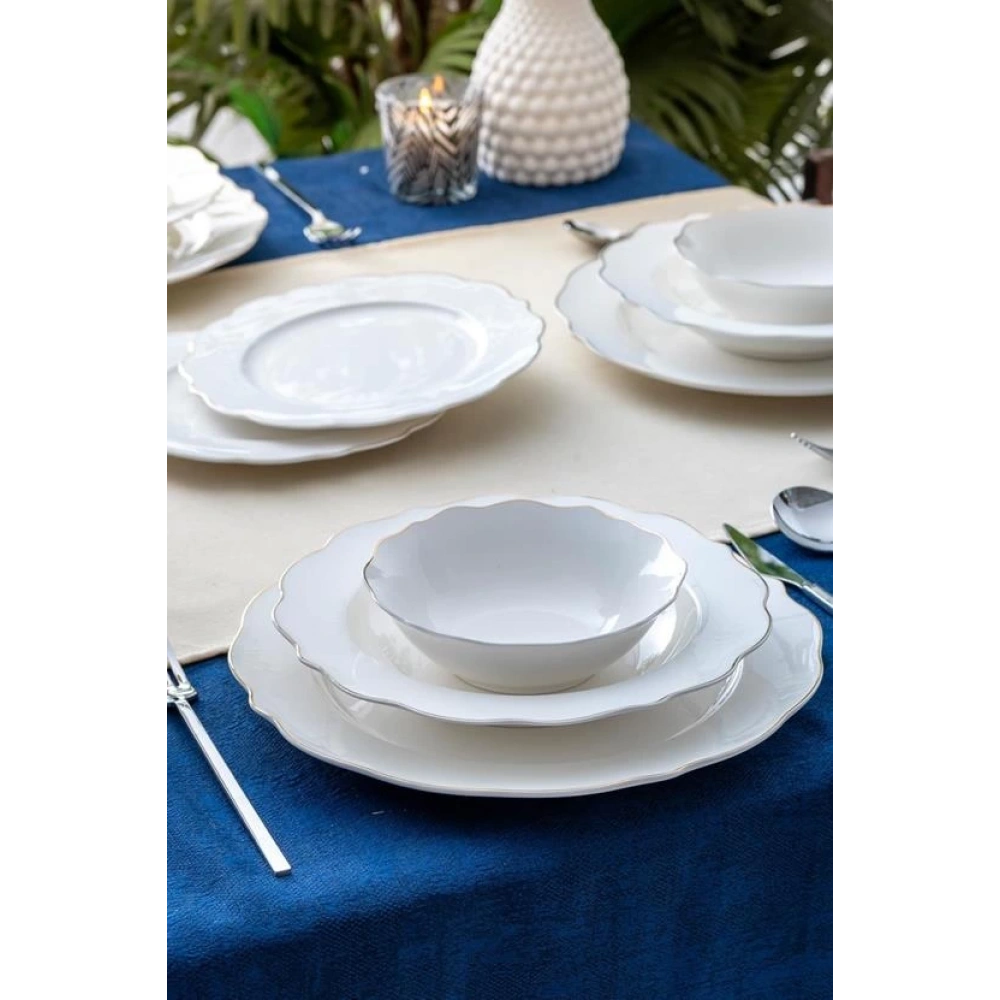 Acar Stream Gold Porselen 24 Parça Yemek Seti