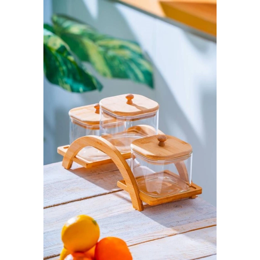 Acar Bambu Standlı 3lü Baharatlık