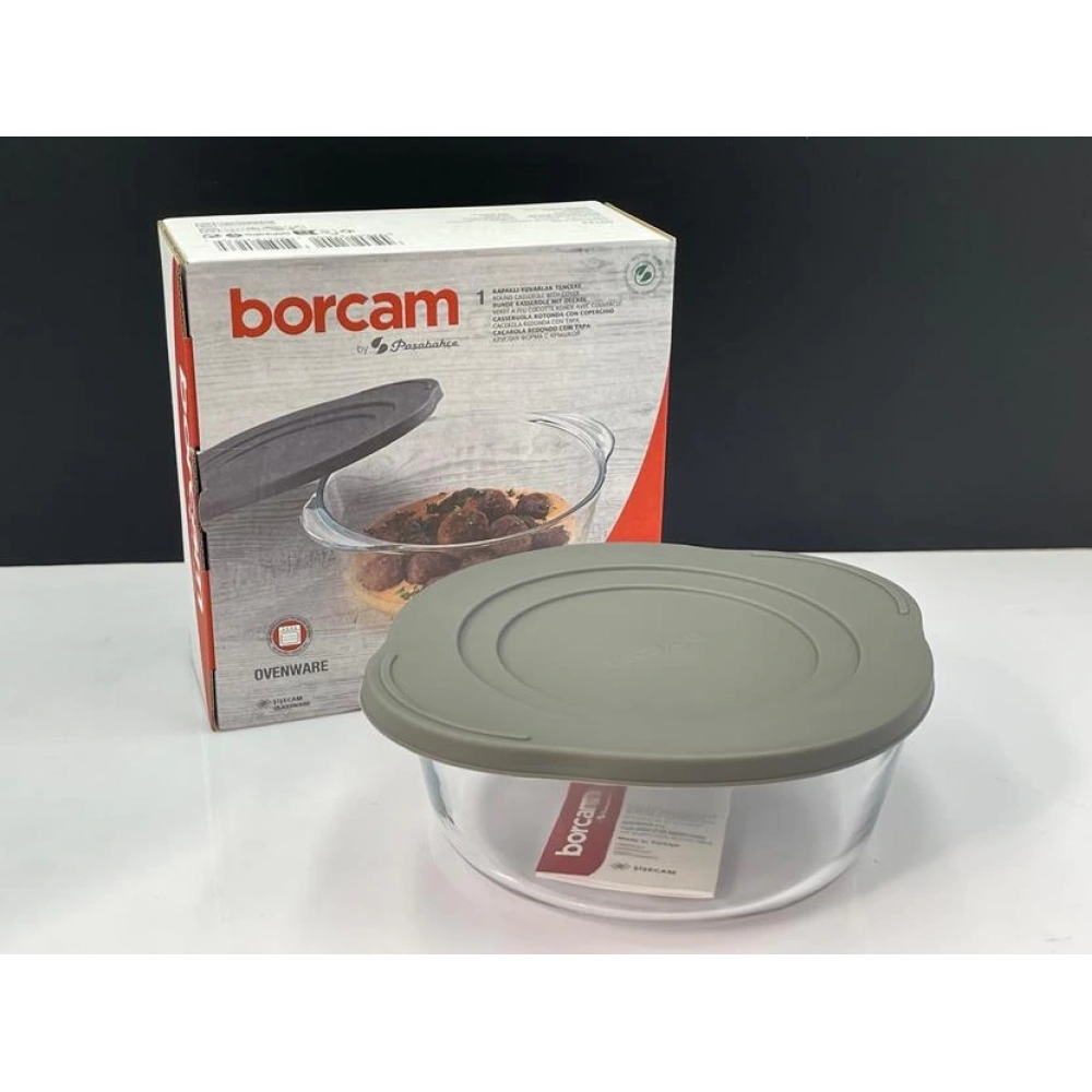 59123-1X4-Borcam Gri Kapaklı Tencere 1450cc*40