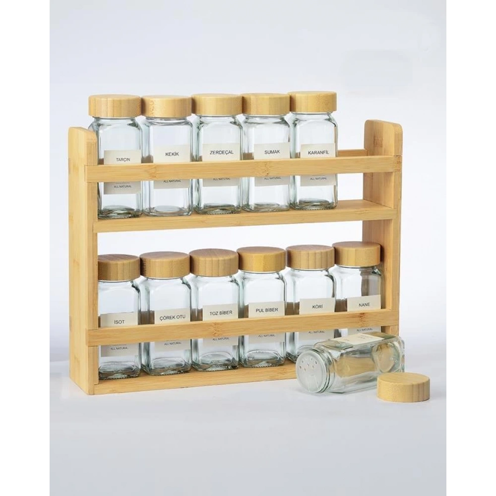Mien 12li Standlı Cam Baharat Seti