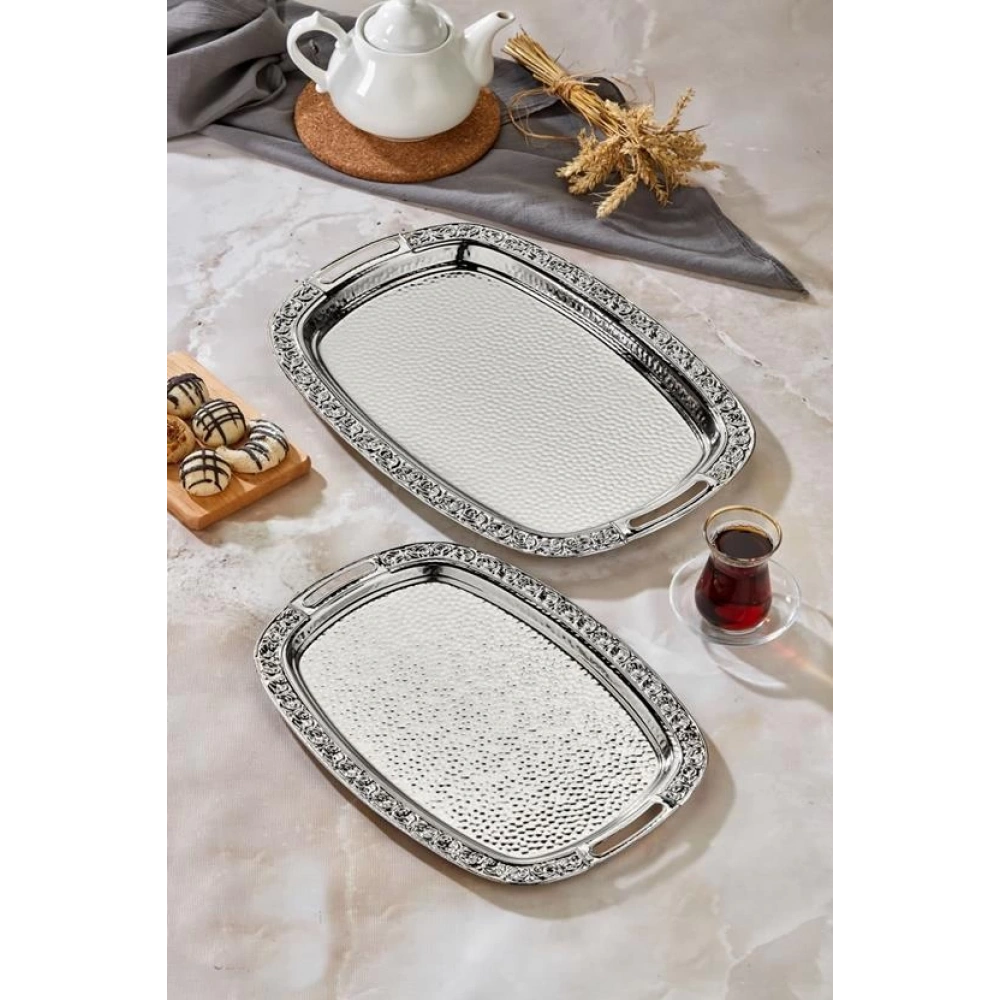 Cok 2li Çiçek Desen Tepsi