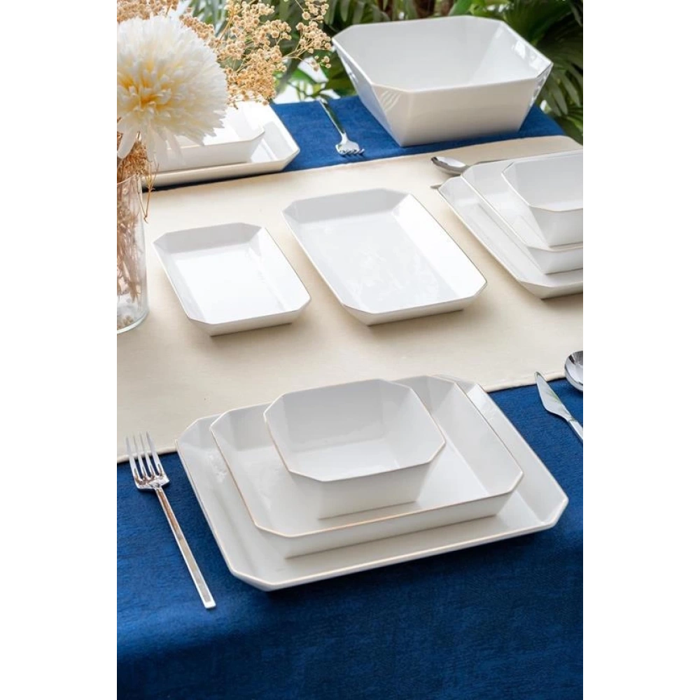 Acar 29 Parça Gold Kare Yemek Seti