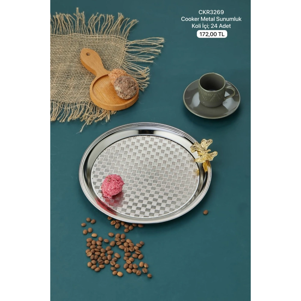 Cok Yuvarlak Kelebekli Tepsi