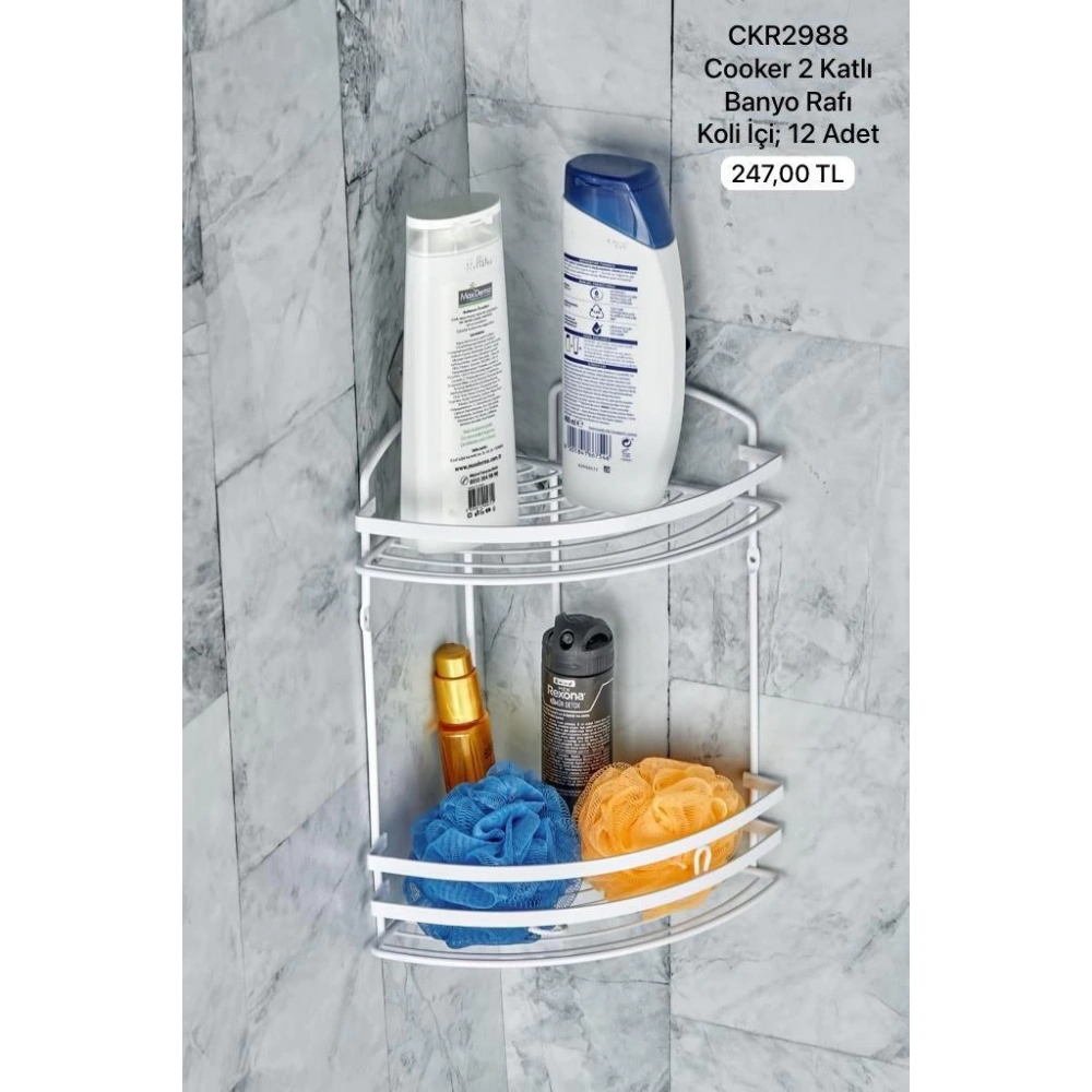 Cok Metal 2Katlı Banyo Rafı Beyaz