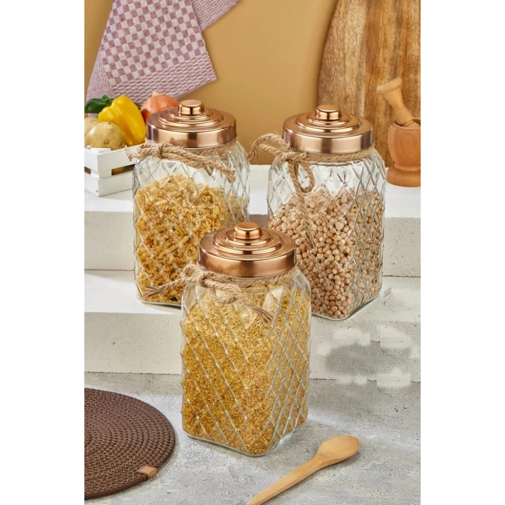 Cok Bakır Cam Kavanoz 30cm