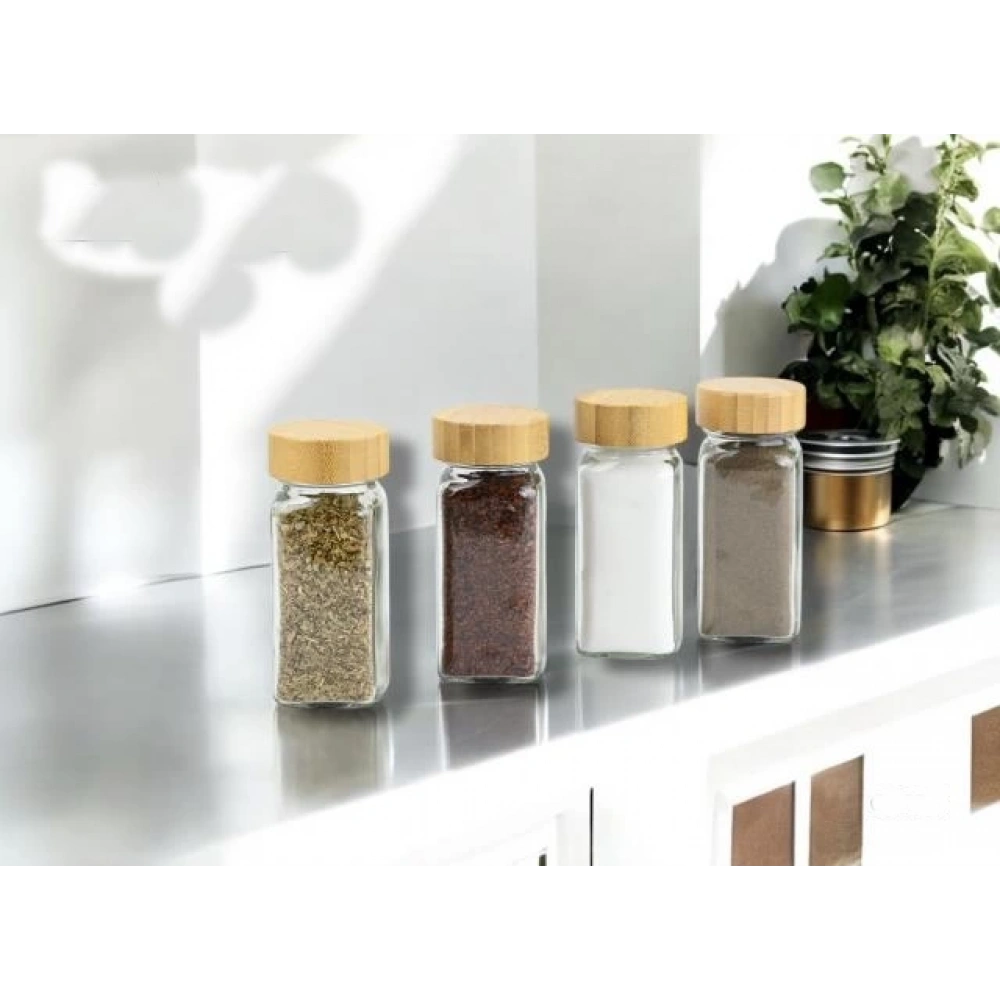 Gnl Bambu Kapaklı Cam Tuzluk