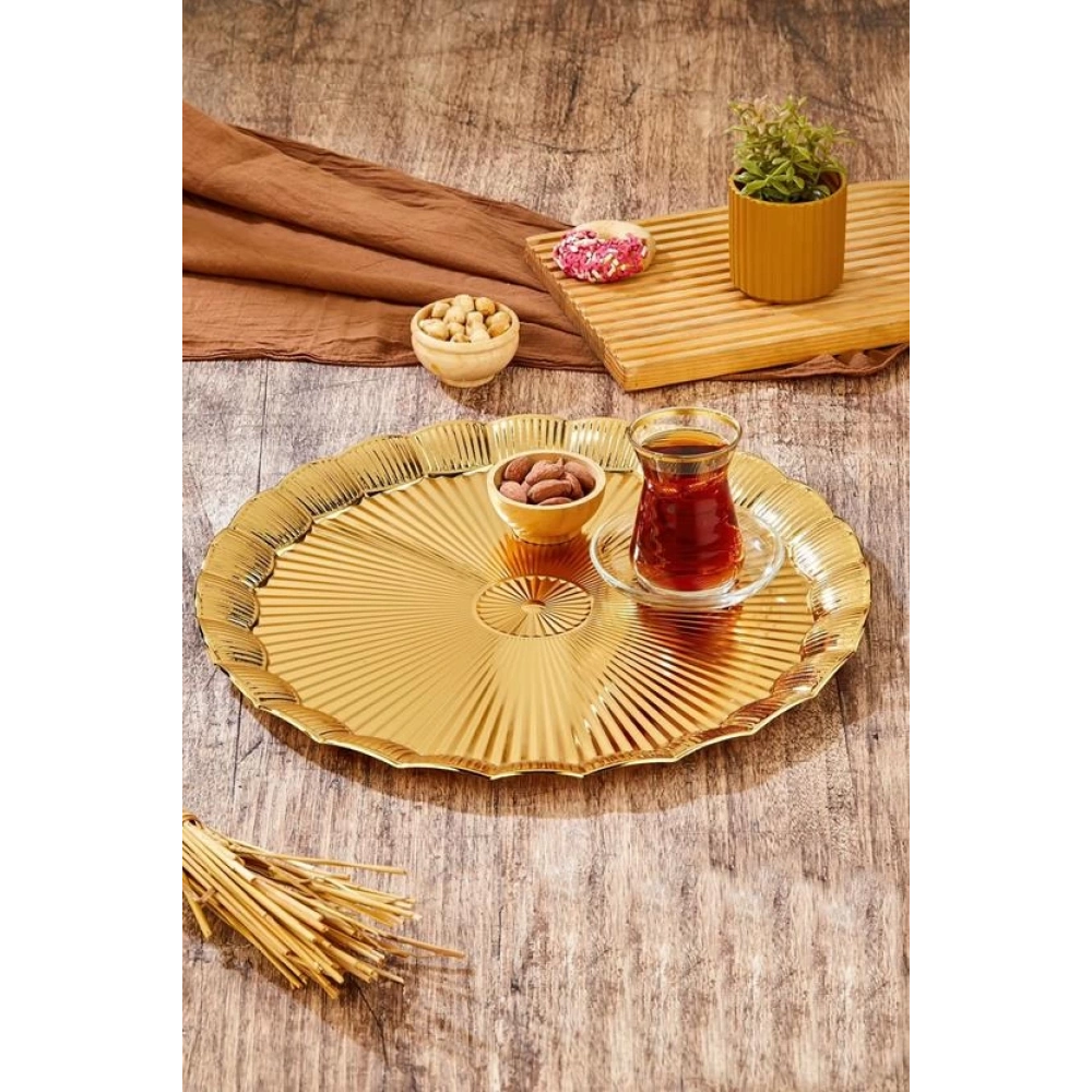 Cok Metal Tepsi Altın 35cm