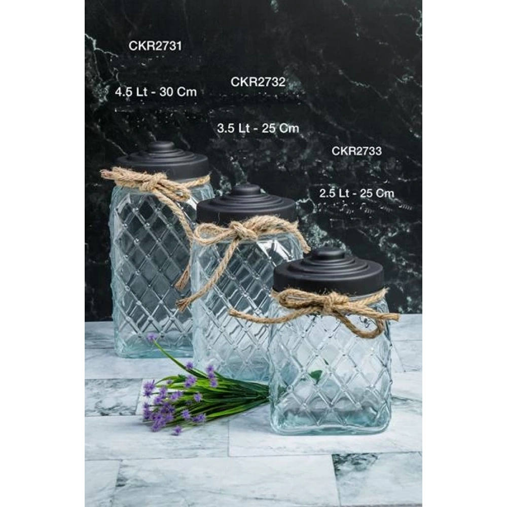 Cok Cam Kavanoz 25cm Siyah