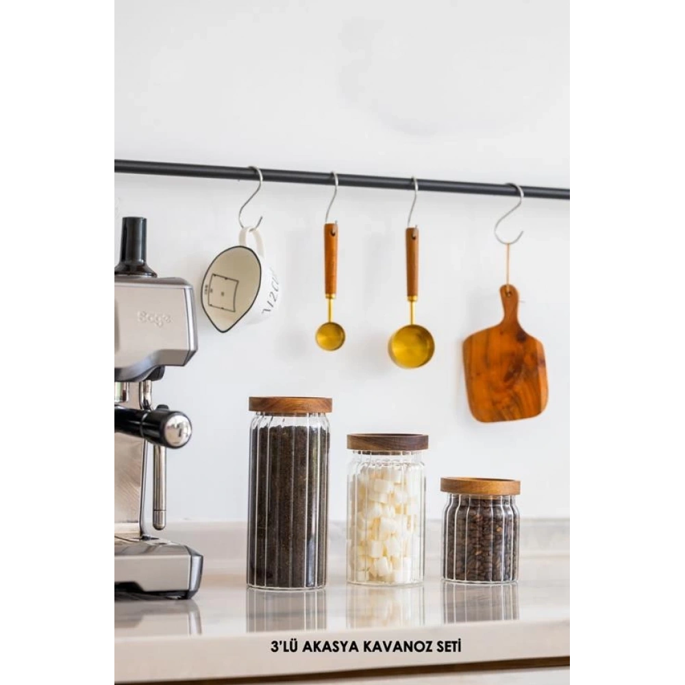 Mien Bambu Kapaklı Kavanoz Seti 500+700+1000cc