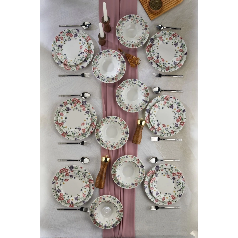 Cok 24 Parça Dijital Baskılı Yemek Seti