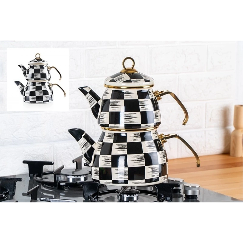 Acar Dama Emaye Çaydanlık