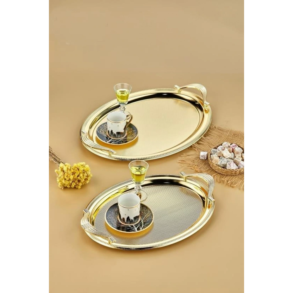 Cok Oval 2li Metal Tepsi Seti