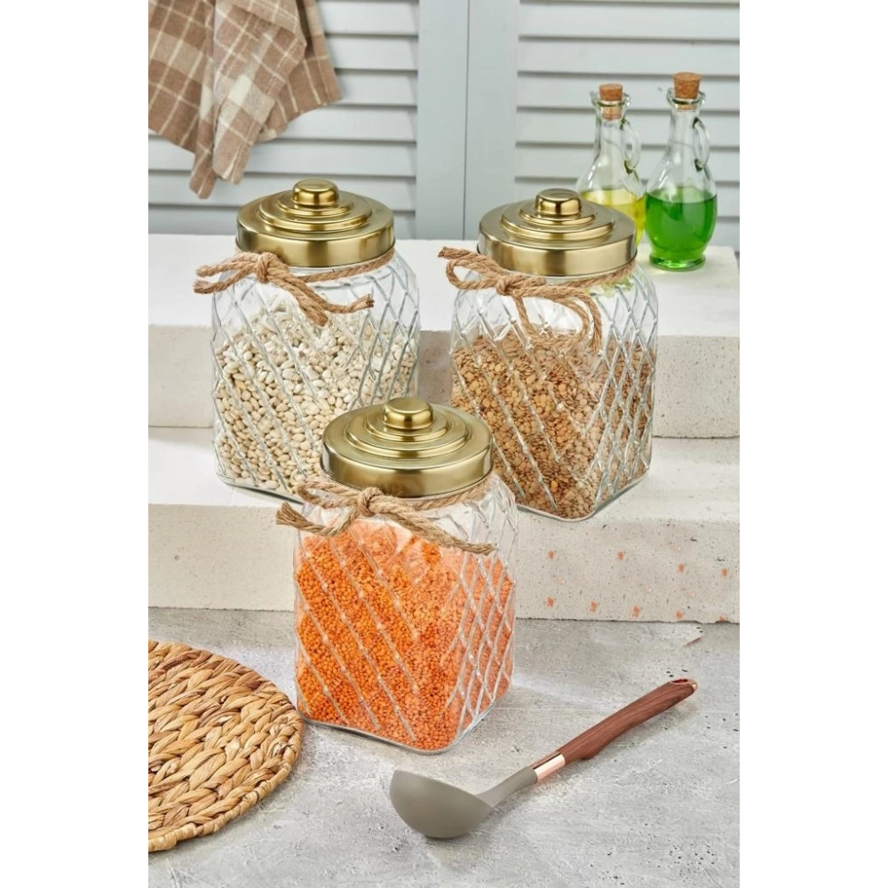 Cok Altn Cam Kavanoz 25cm