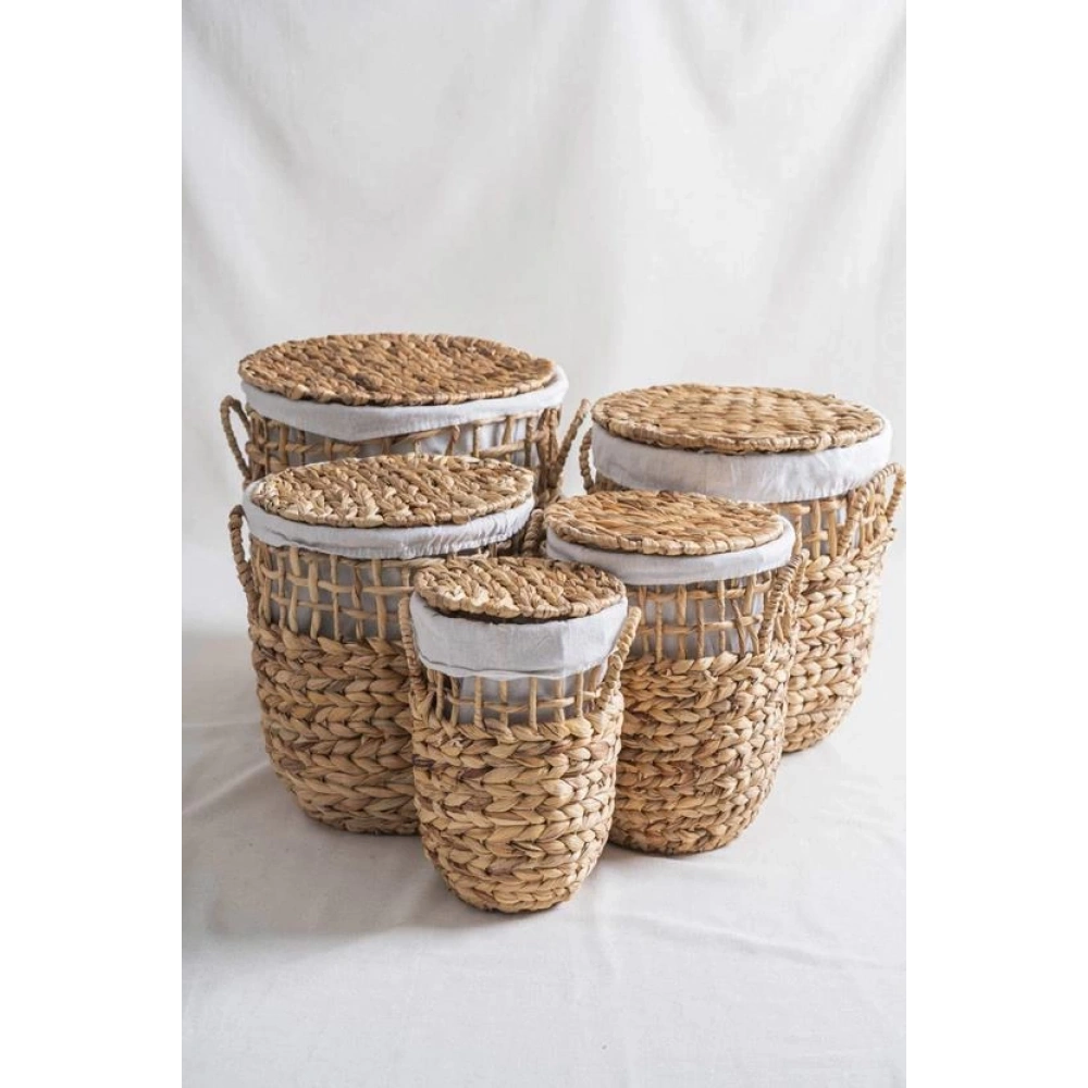 Acar Hasır 5li Kapaklı Sepet