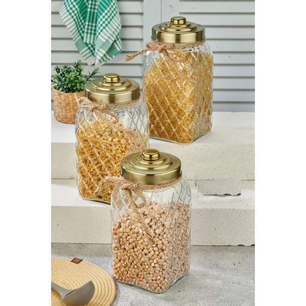 Cok Altn Cam Kavanoz 30cm