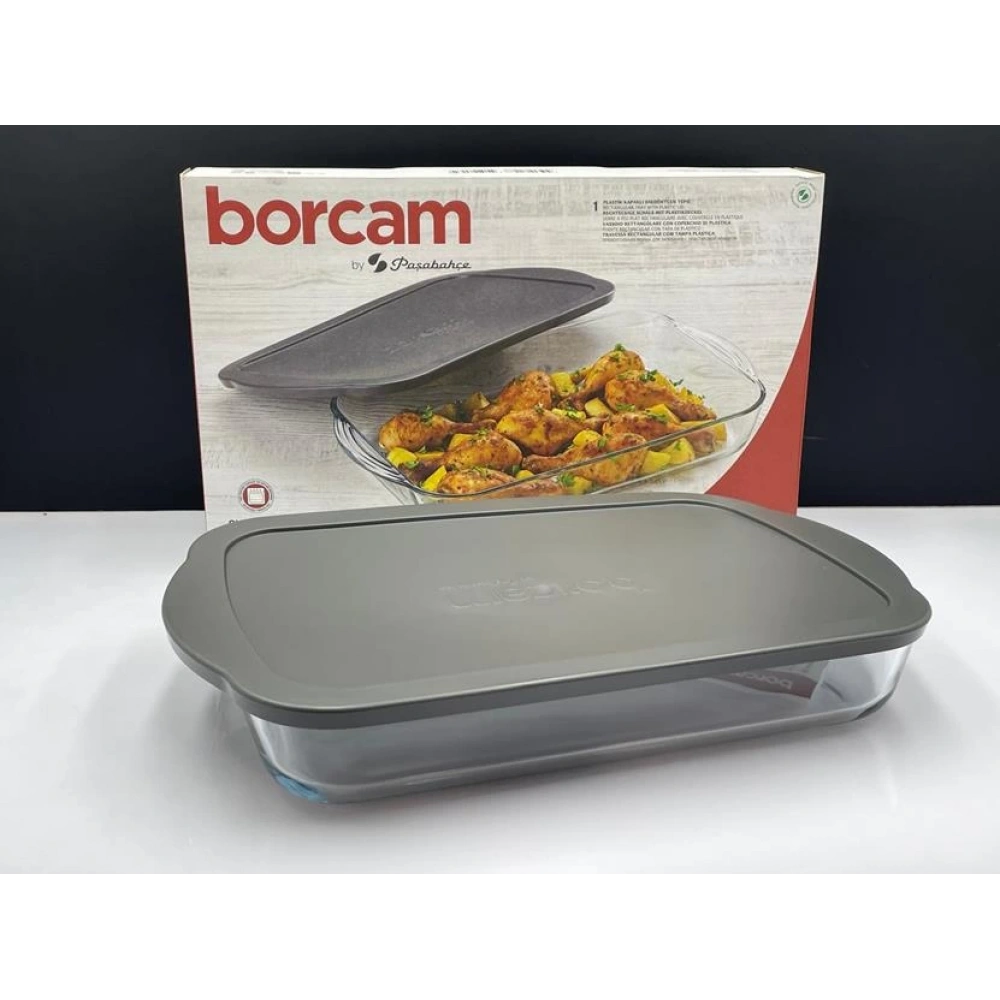 59124-1X4-Borcam Gri Kapaklı Tepsi 40x25cm*25