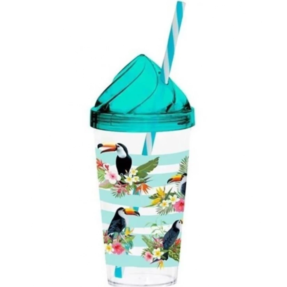 Her Desenli Akrilik Pipetli Bardak Tropical 660cc