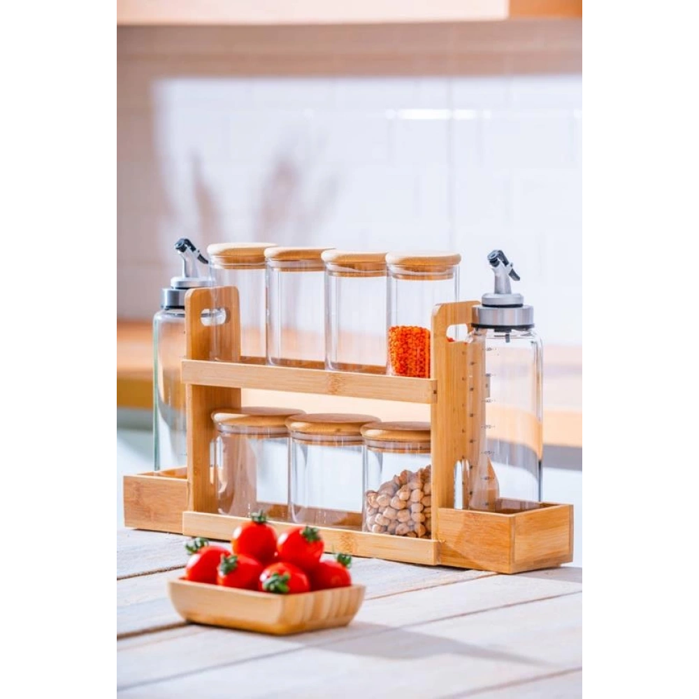 Acar 9lu Bambu Standlı Baharatlık