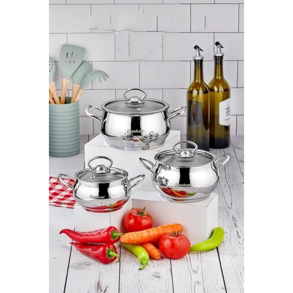 Cok Lara 3lü Çelik Güveç Tencere Seti