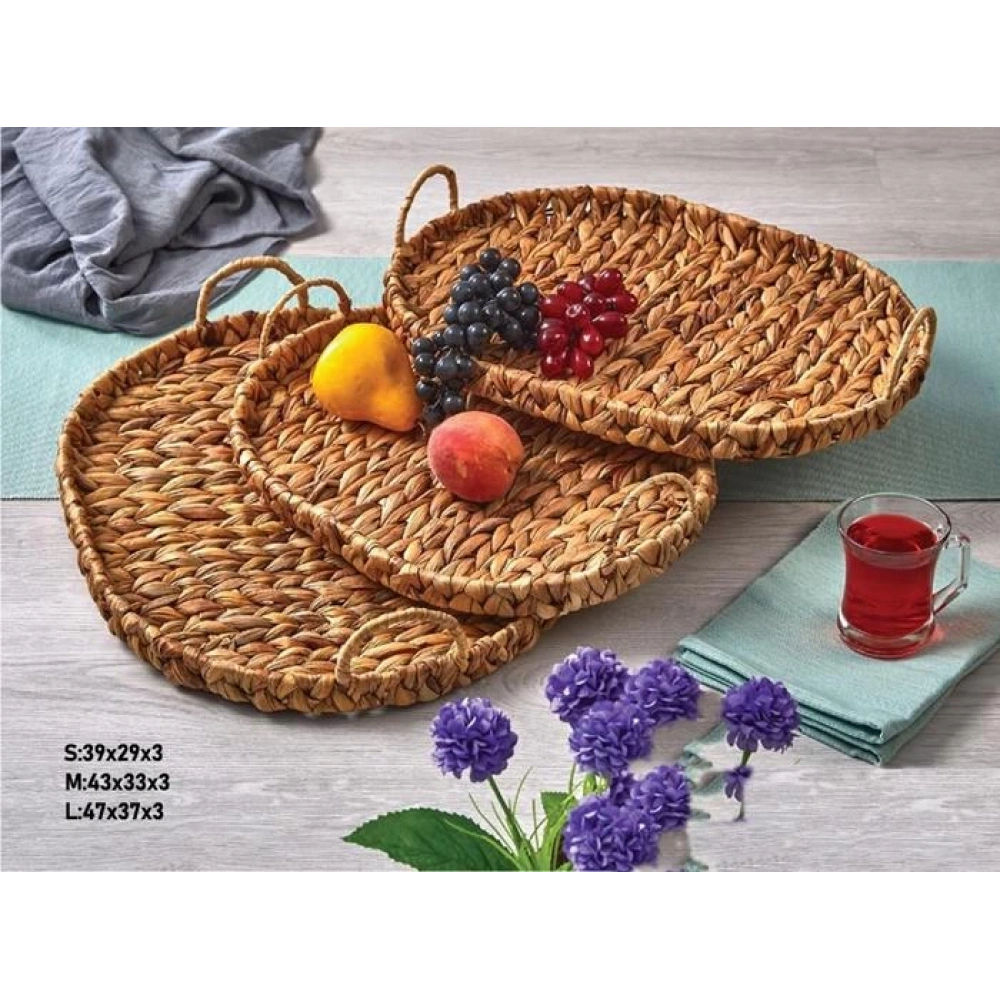 Mien Hasır Oval Küçük Tepsi 39x29x3cm