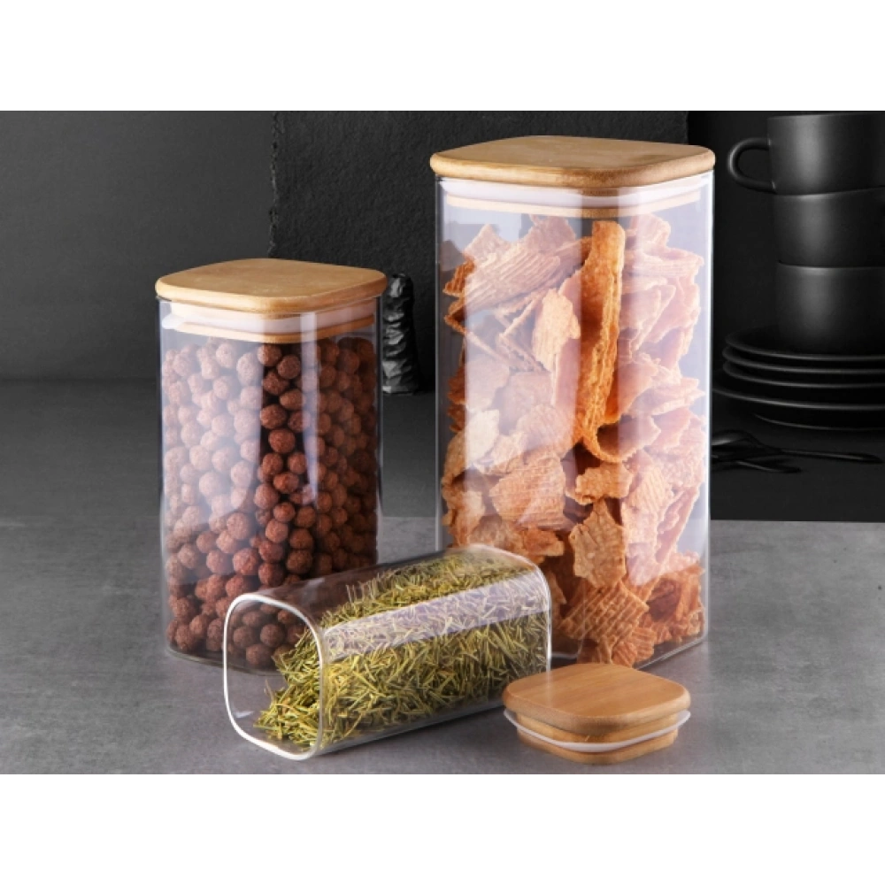 Gnl Borosilikat 3lü Cam Kavanoz 10x20-8x15-6x12cm