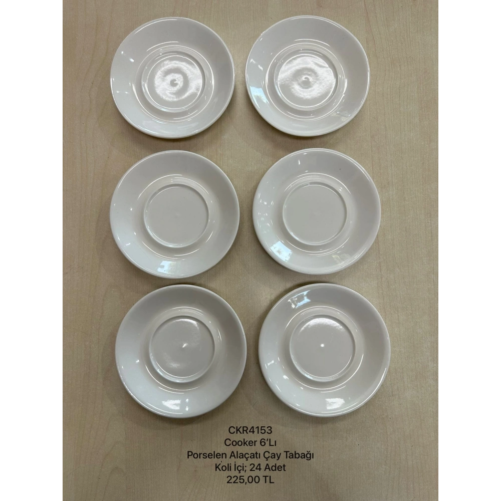 Cok 6lı Porselen Alaçatı Çay Tabağı