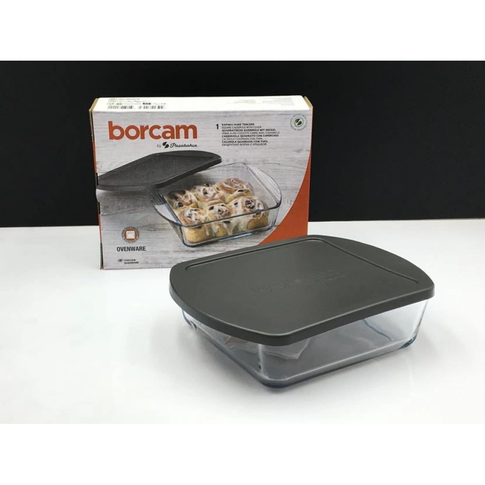 59854-1X4-Borcam Gri Kapaklı Fırın Tepsisi 21X16cm*25