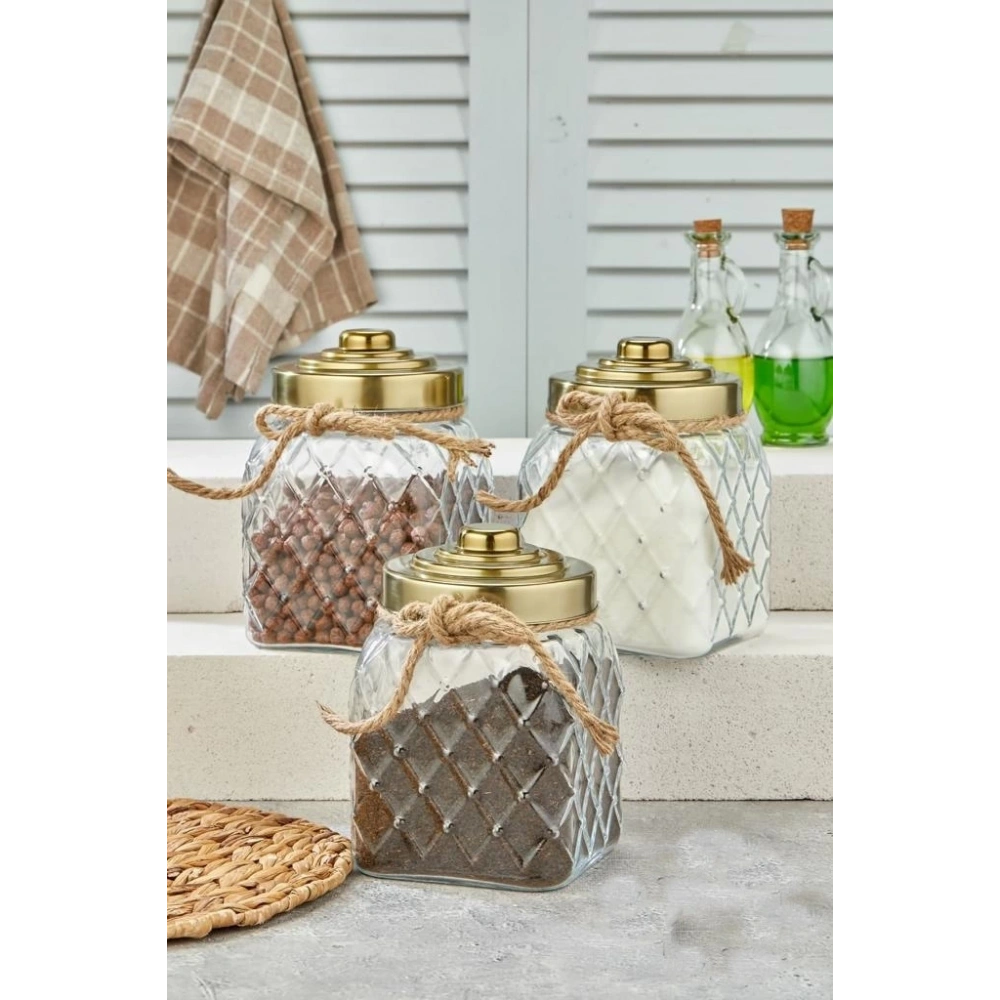 Cok Altn Cam Kavanoz 20cm