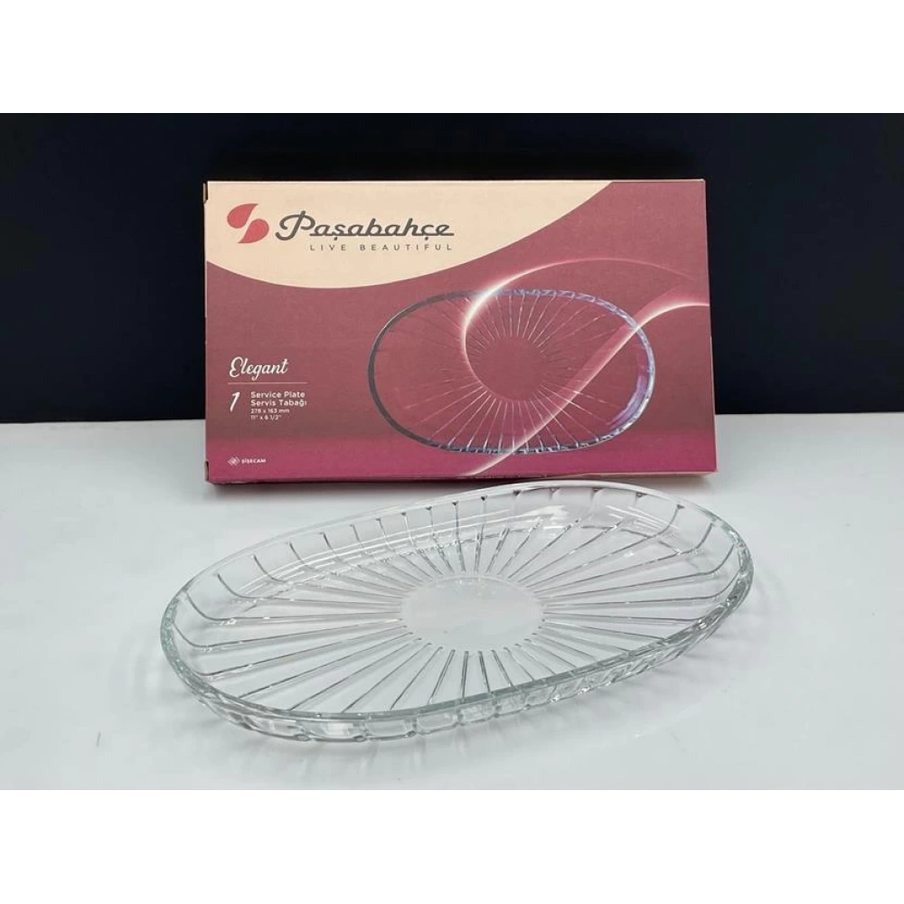 54783-1X6-Elegant Oval Servis Tabak 16x28cm
