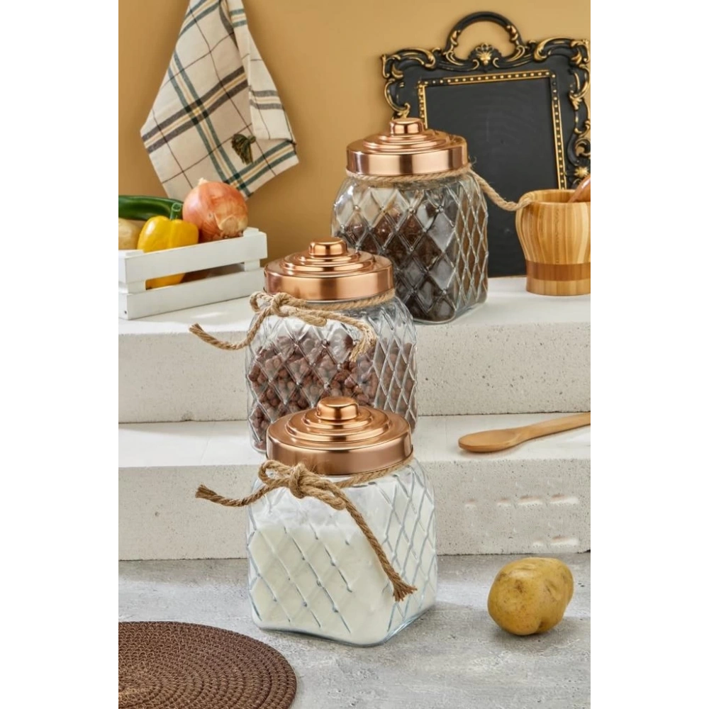 Cok Bakır Cam Kavanoz 20cm