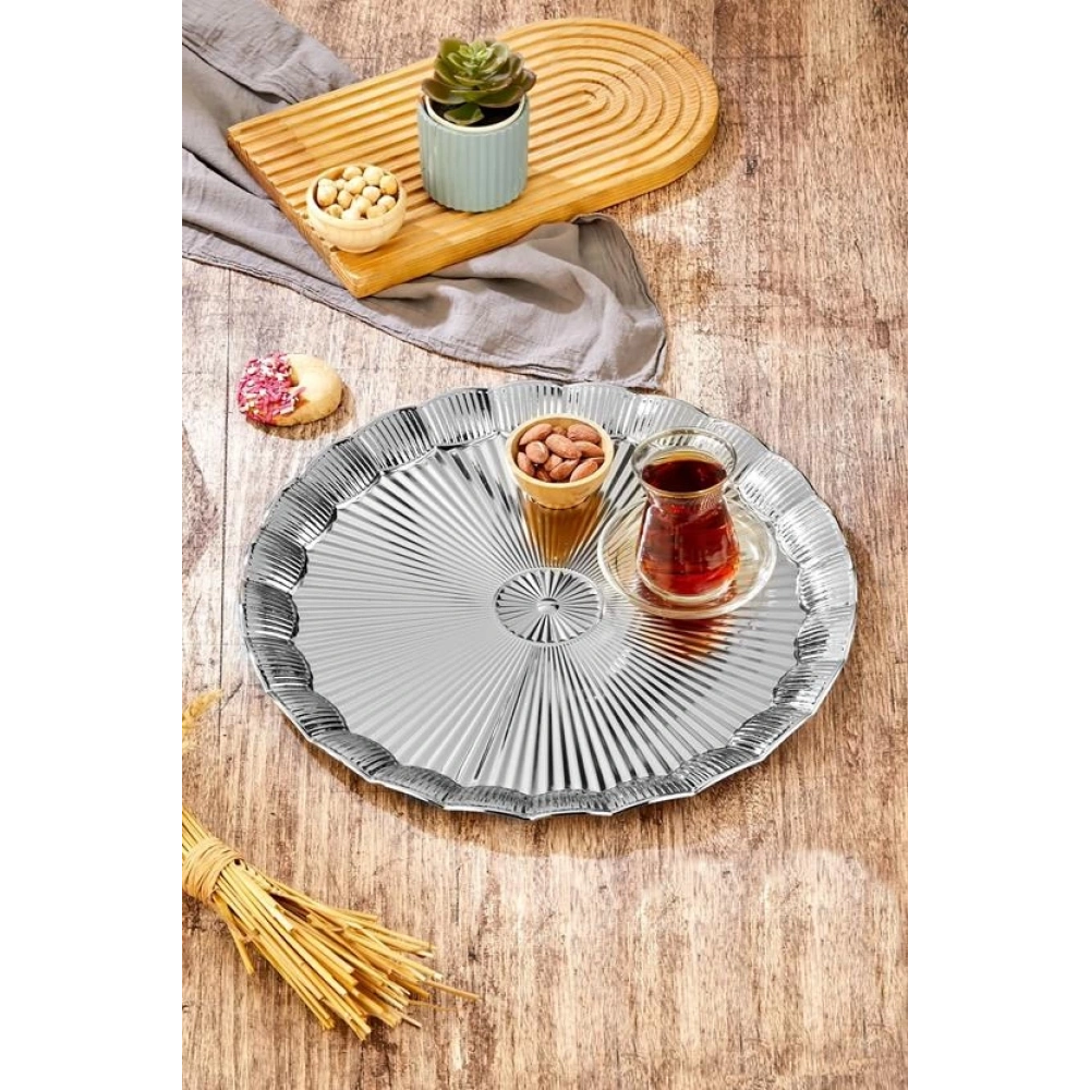 Cok Metal Tepsi Gümüş 35cm