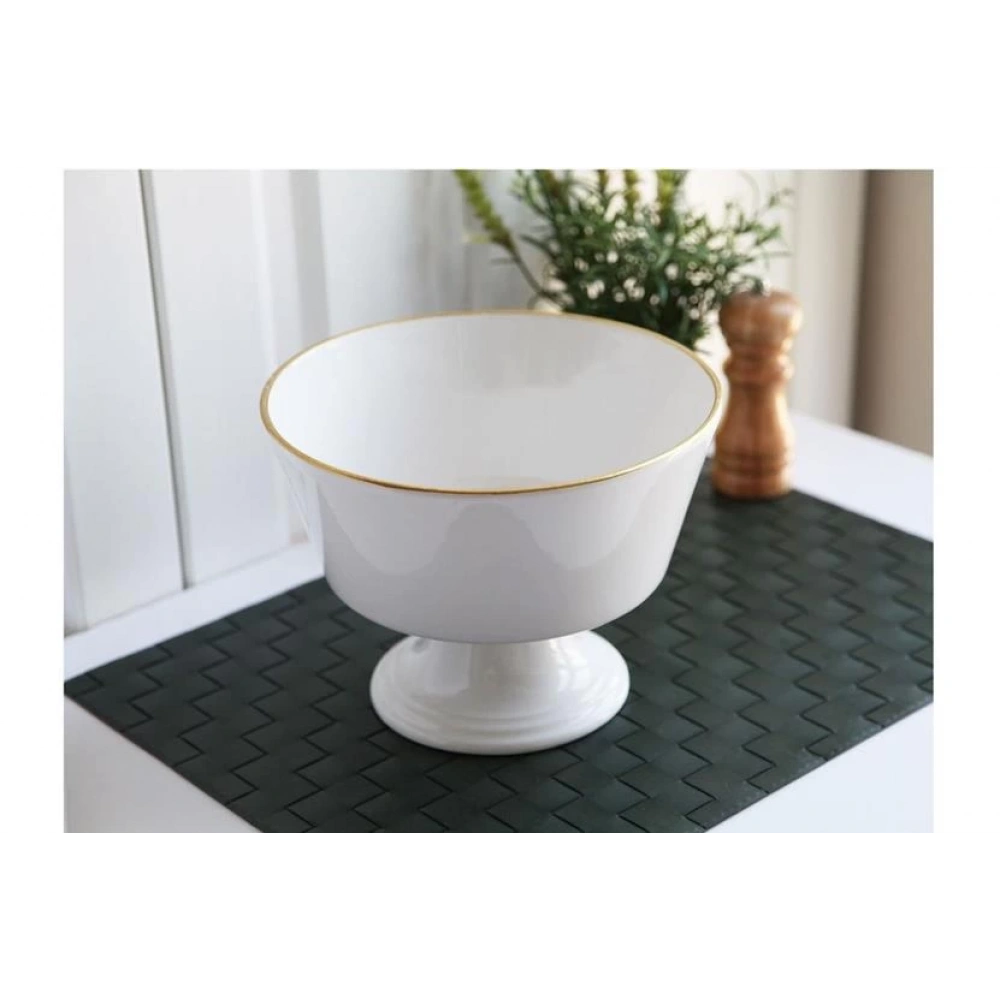 Gnl Beyaz Gold Ayaklı Meyvelik Seramik
