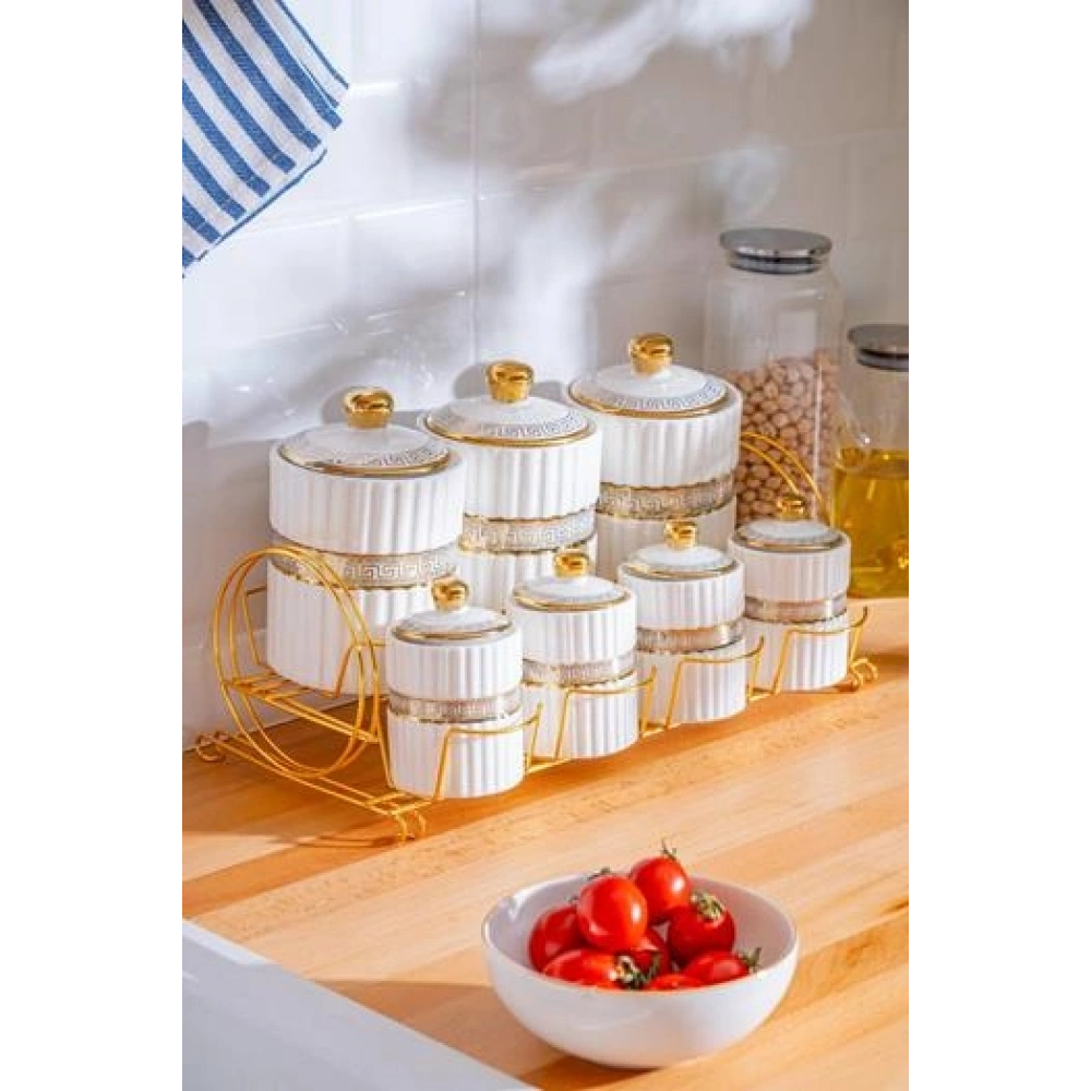 Acar Eva Gold Metal Standlı 7li Baharatlık