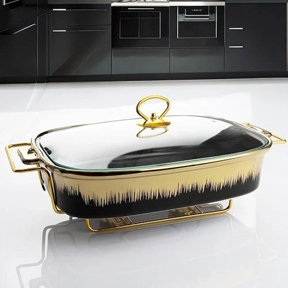 Ksv 37cm Dikdörtgen Tencere Porselen Telli