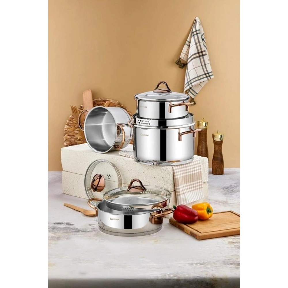 Cok 8 Parça Bakır Tencere Seti