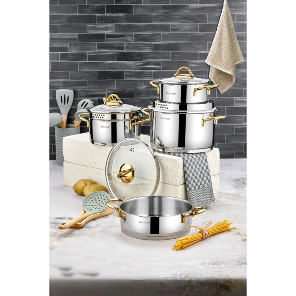 Cok 8 Parça Gold Tencere Seti