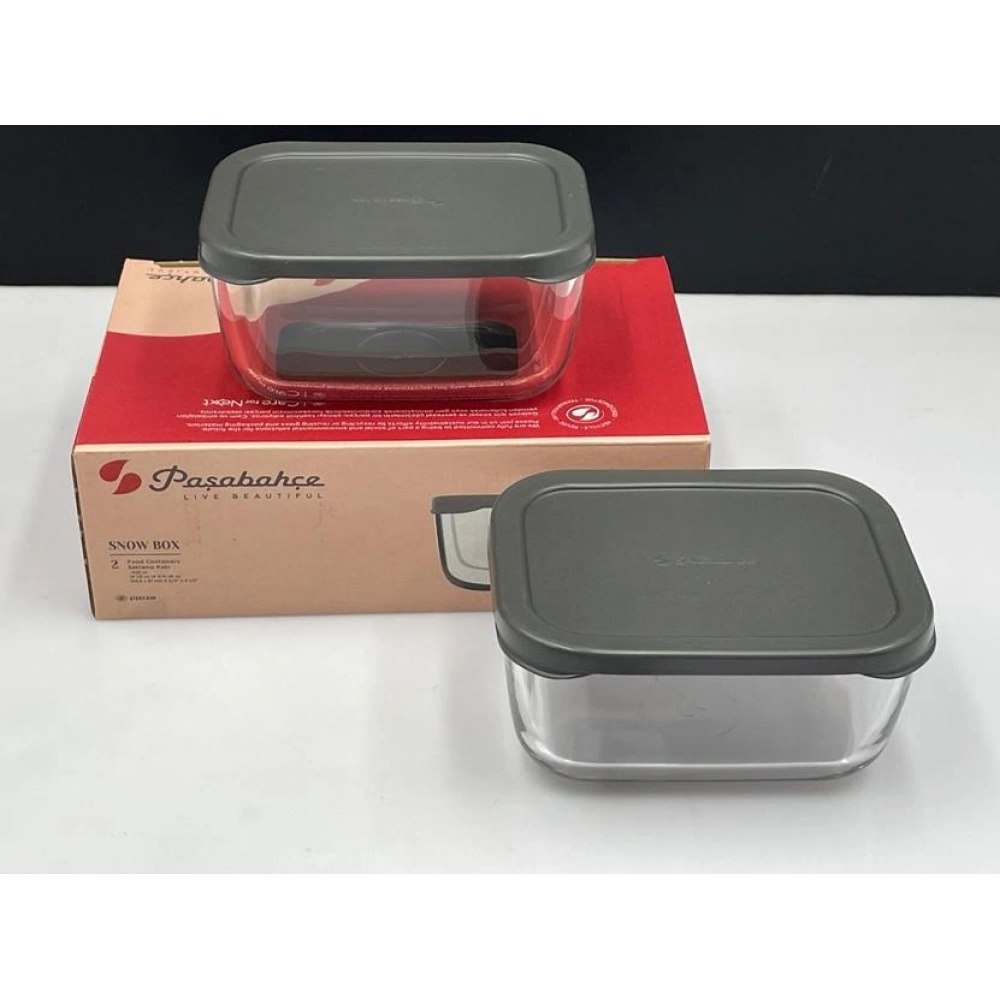 53733-2X12-Snow Box Gri Kapaklı Saklama Kabı