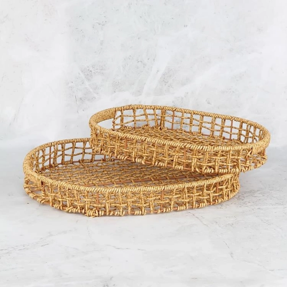 Mien 2li OVal Hasır Tepsi Seti