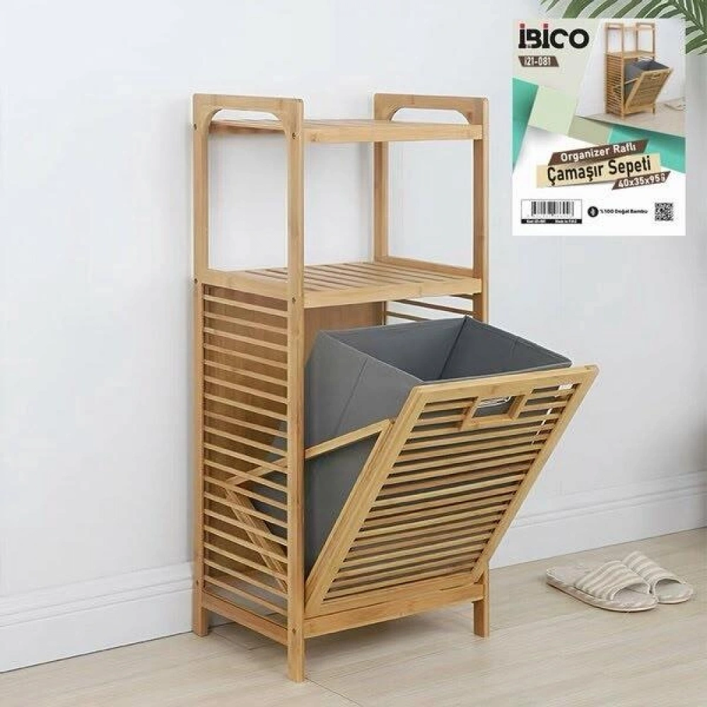 Bay Bambu Raflı Çamaşırlık 40x35x95cm