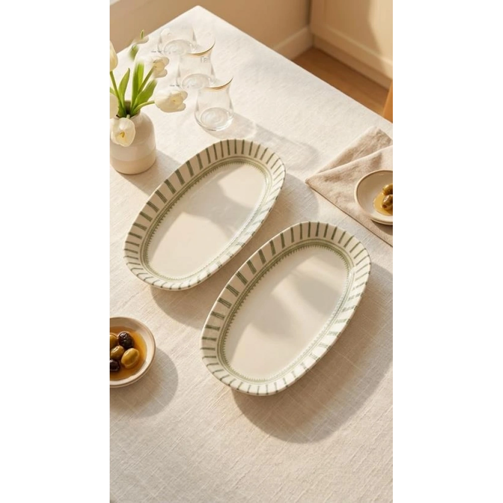 Cok 2li Porselen 25cm Kayık Tabak