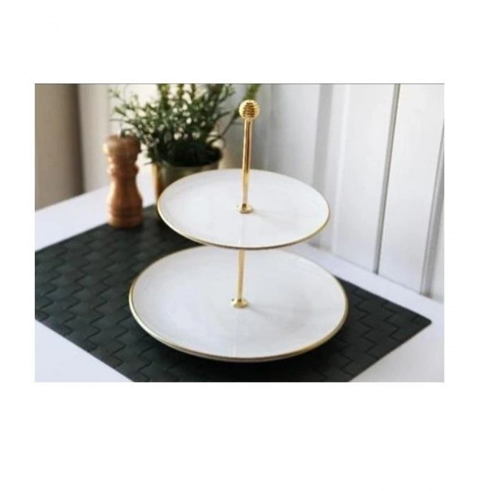 Gnl Beyaz Gold Katlı Kurabiyelik Seramik